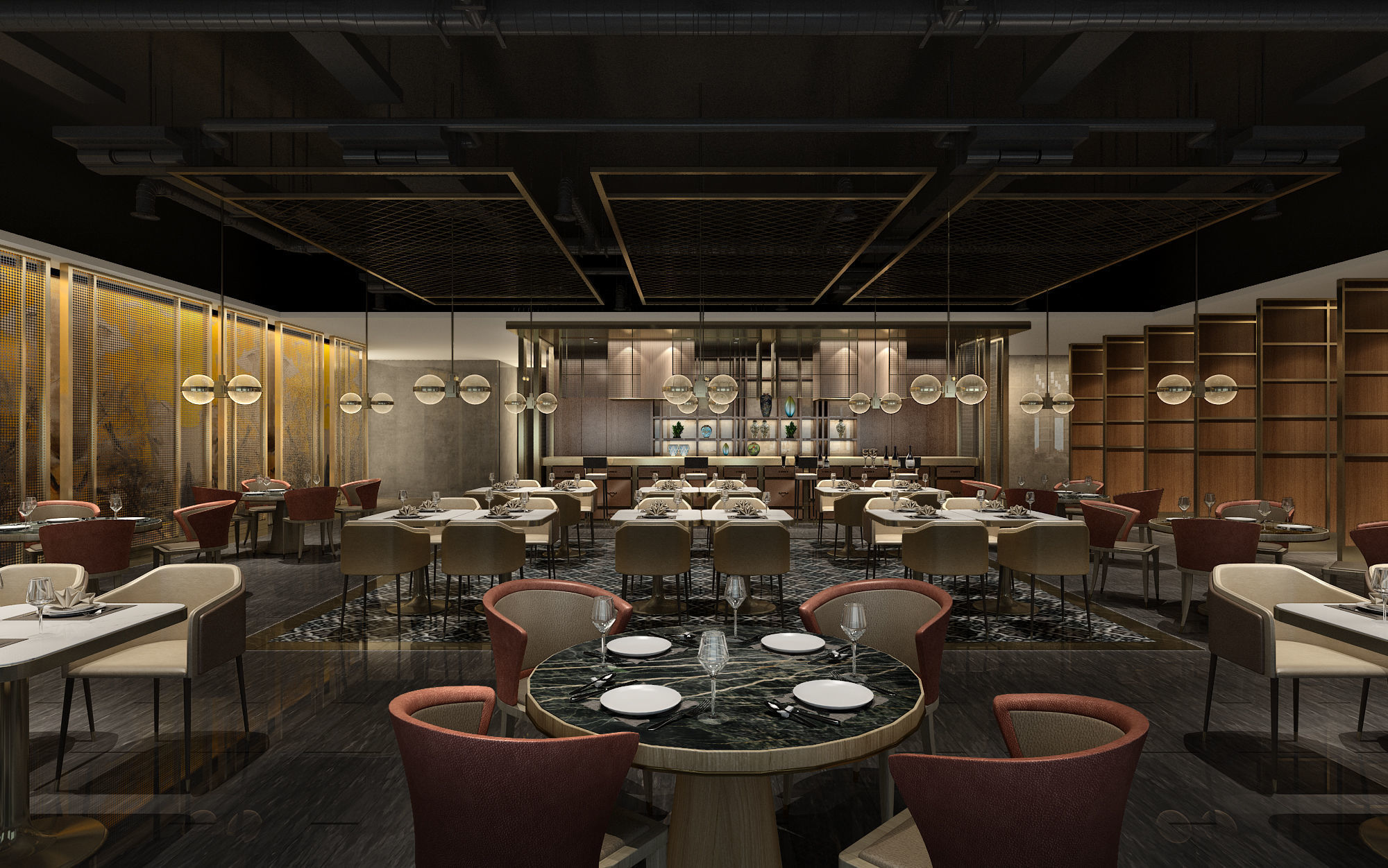 restaurant interior scenes 3D model_1