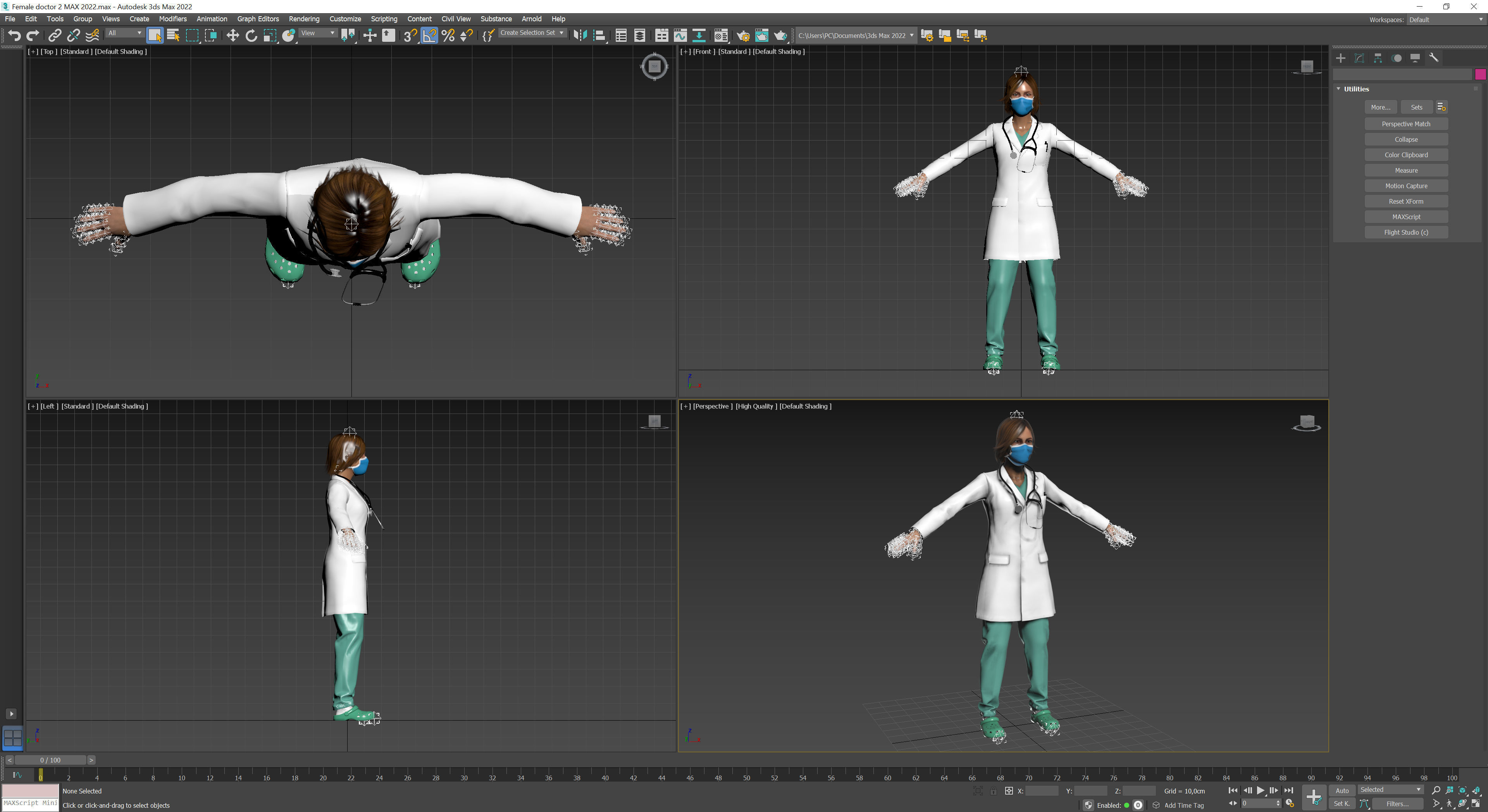 Female doctor 2 Low-poly 3D model_14