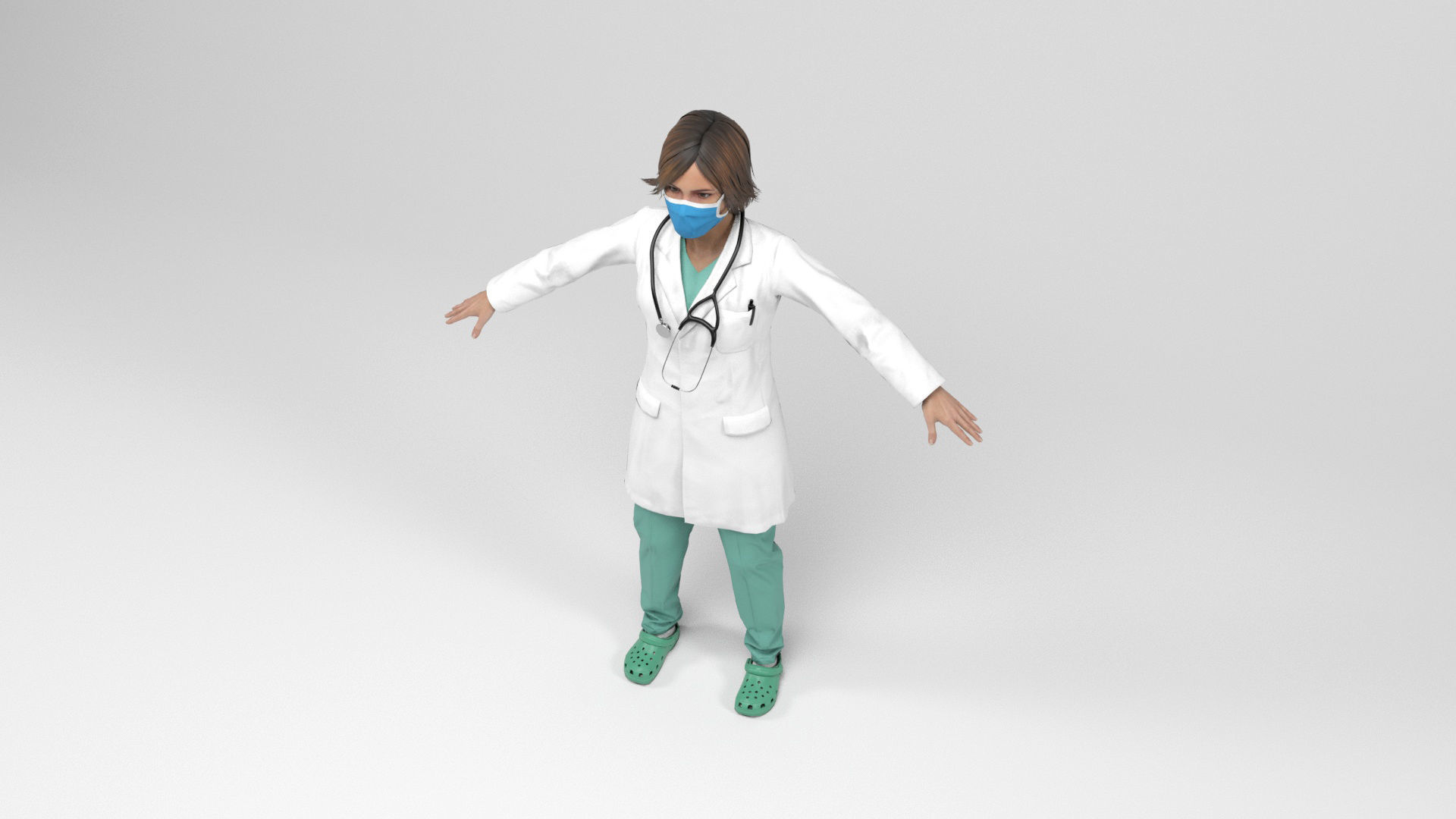 Female doctor 2 Low-poly 3D model_6