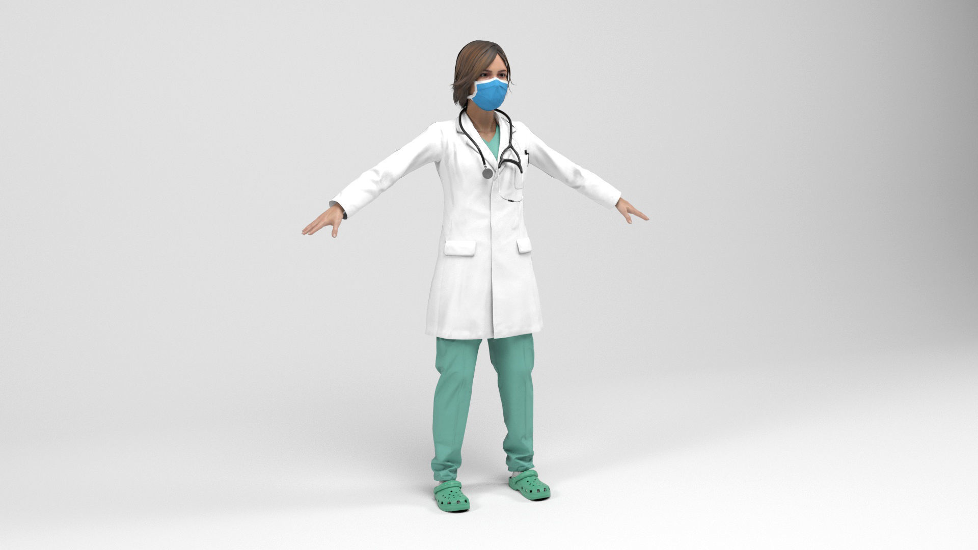 Female doctor 2 Low-poly 3D model_2