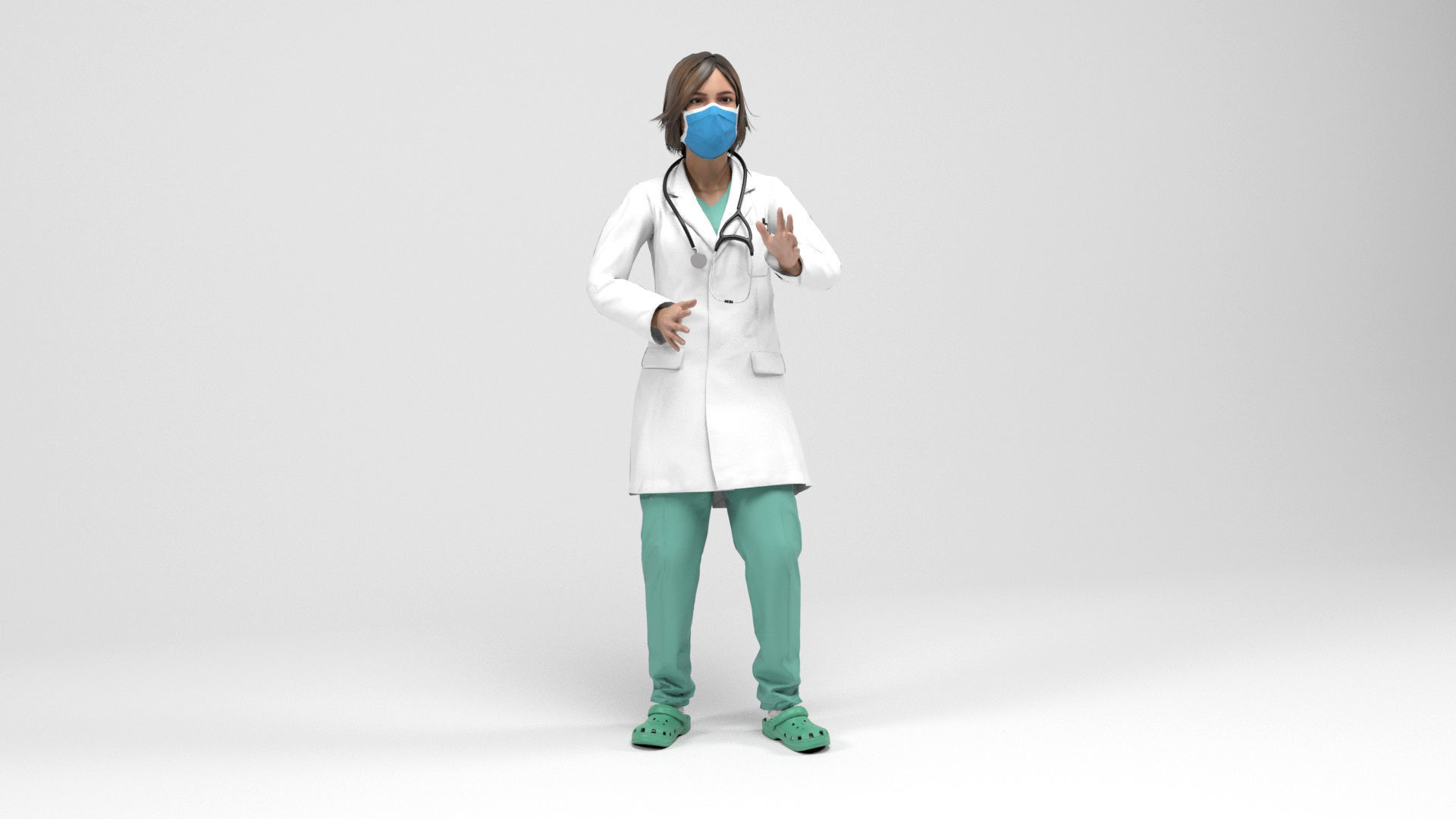 Female doctor 2 Low-poly 3D model_9