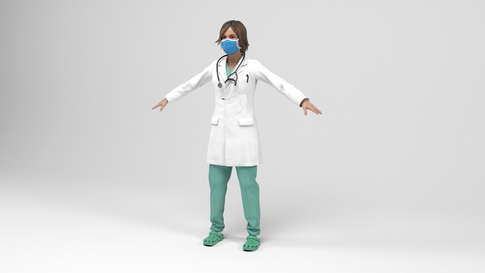 Female doctor 2 Low-poly 3D model_1