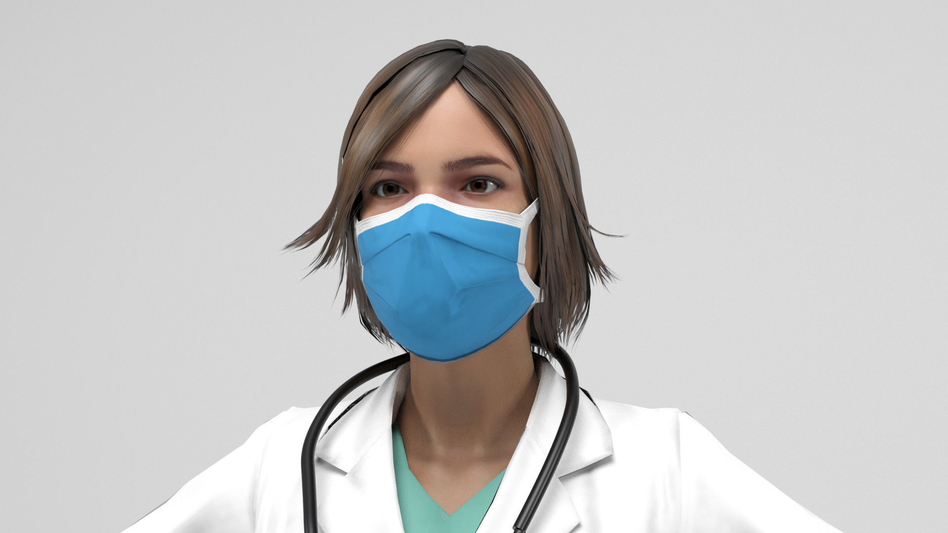 Female doctor 2 Low-poly 3D model_13