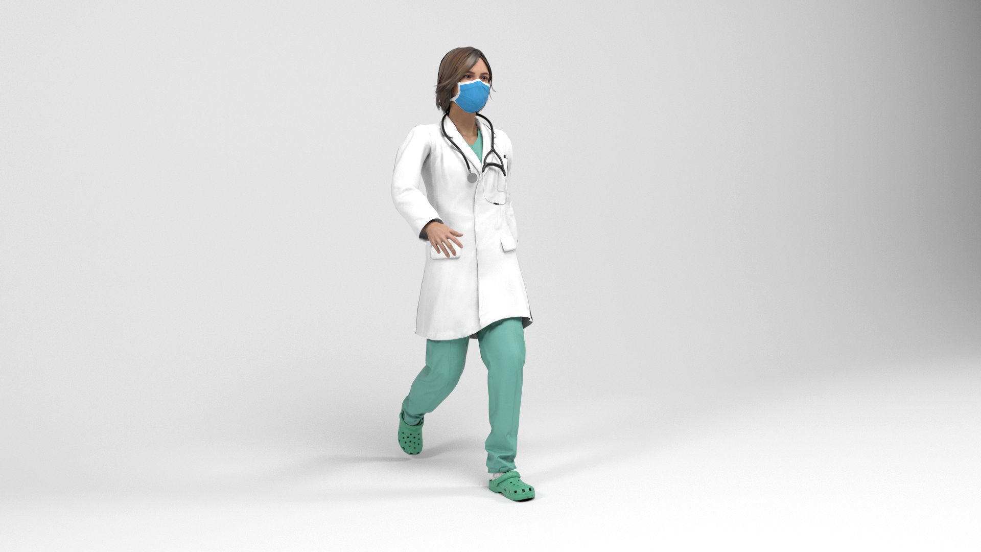 Female doctor 2 Low-poly 3D model_10