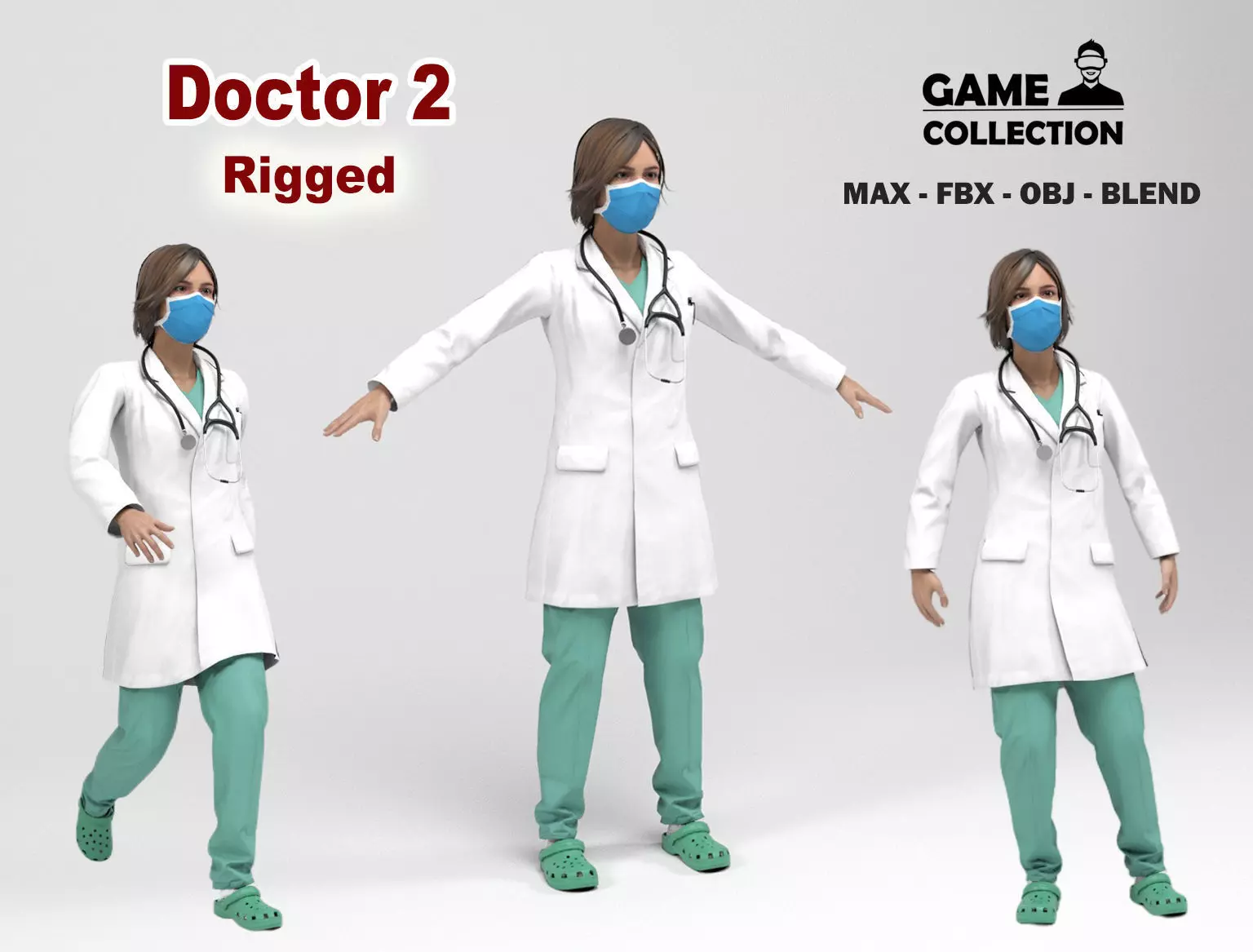 Female doctor 2 Low-poly 3D model_0