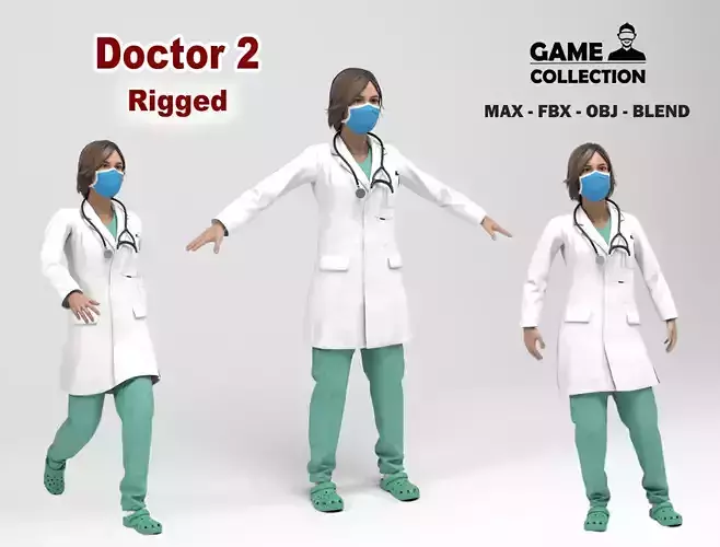 Female doctor 2 Low-poly 3D model