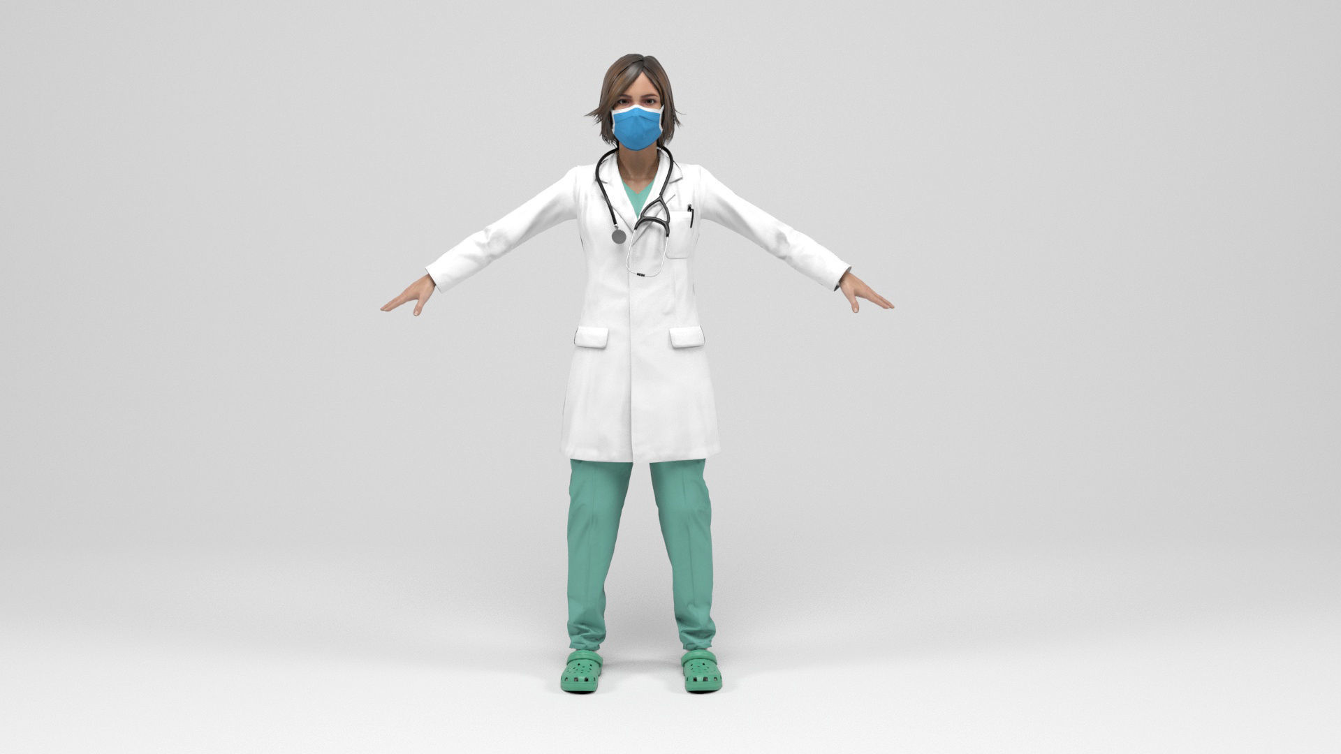 Female doctor 2 Low-poly 3D model_3