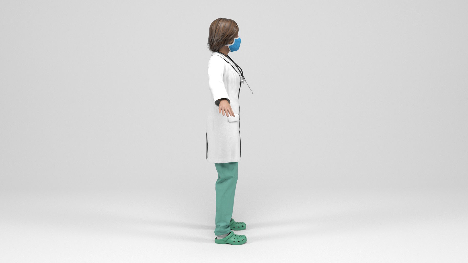Female doctor 2 Low-poly 3D model_4