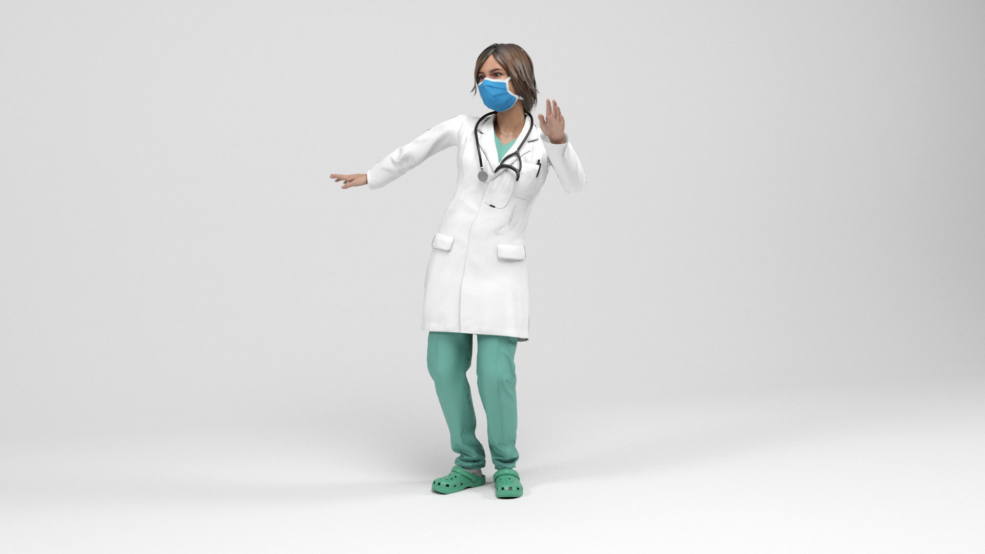 Female doctor 2 Low-poly 3D model_11