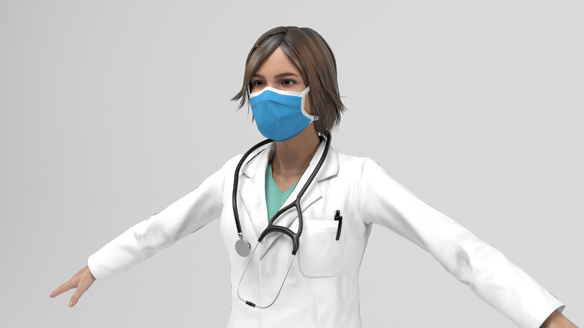 Female doctor 2 Low-poly 3D model_12