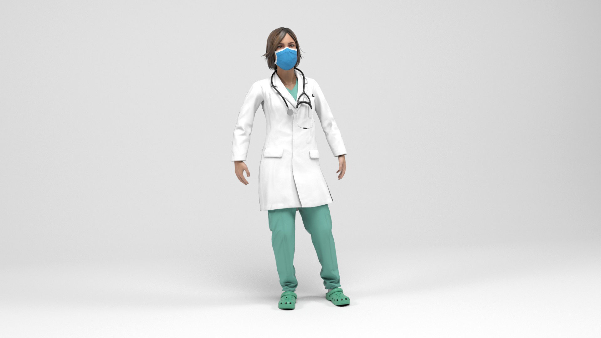 Female doctor 2 Low-poly 3D model_8