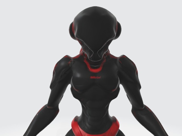 Red and black alien robot 3D model_4