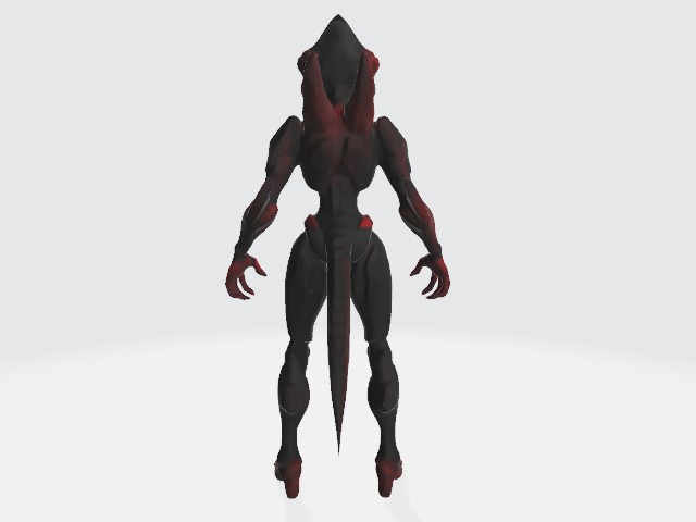 Red and black alien robot 3D model_2