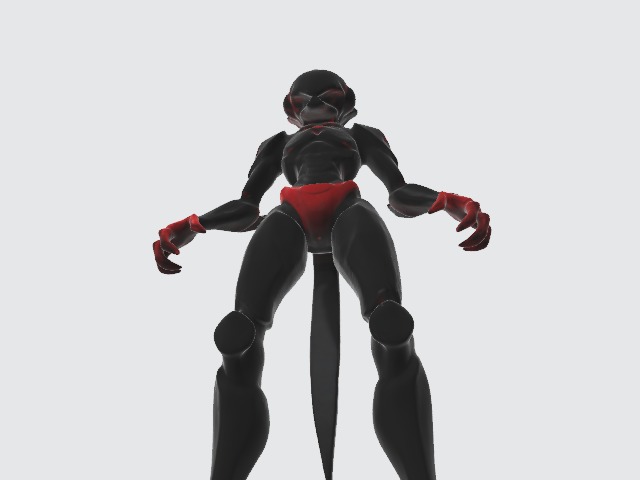 Red and black alien robot 3D model_8