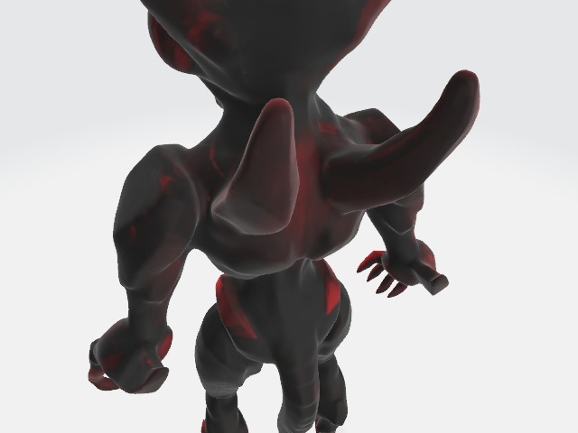 Red and black alien robot 3D model_5