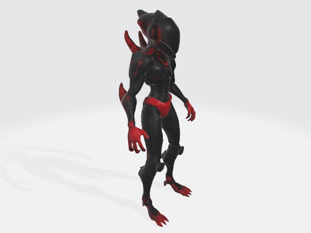 Red and black alien robot 3D model_3