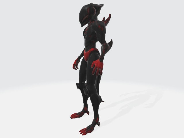 Red and black alien robot 3D model_1