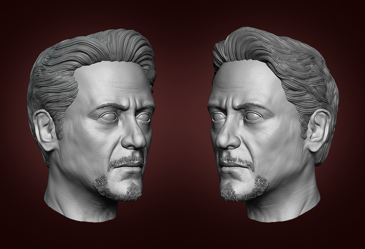 Tony Stark - Robert Downey JR Head 3D print model_2