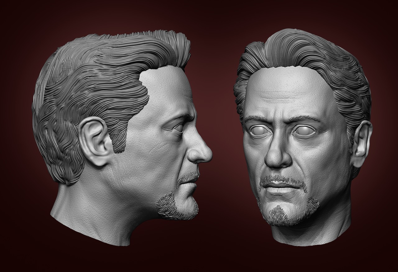 Tony Stark - Robert Downey JR Head 3D print model_4