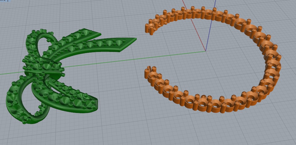 Bow with stones N011144 3D print model_3