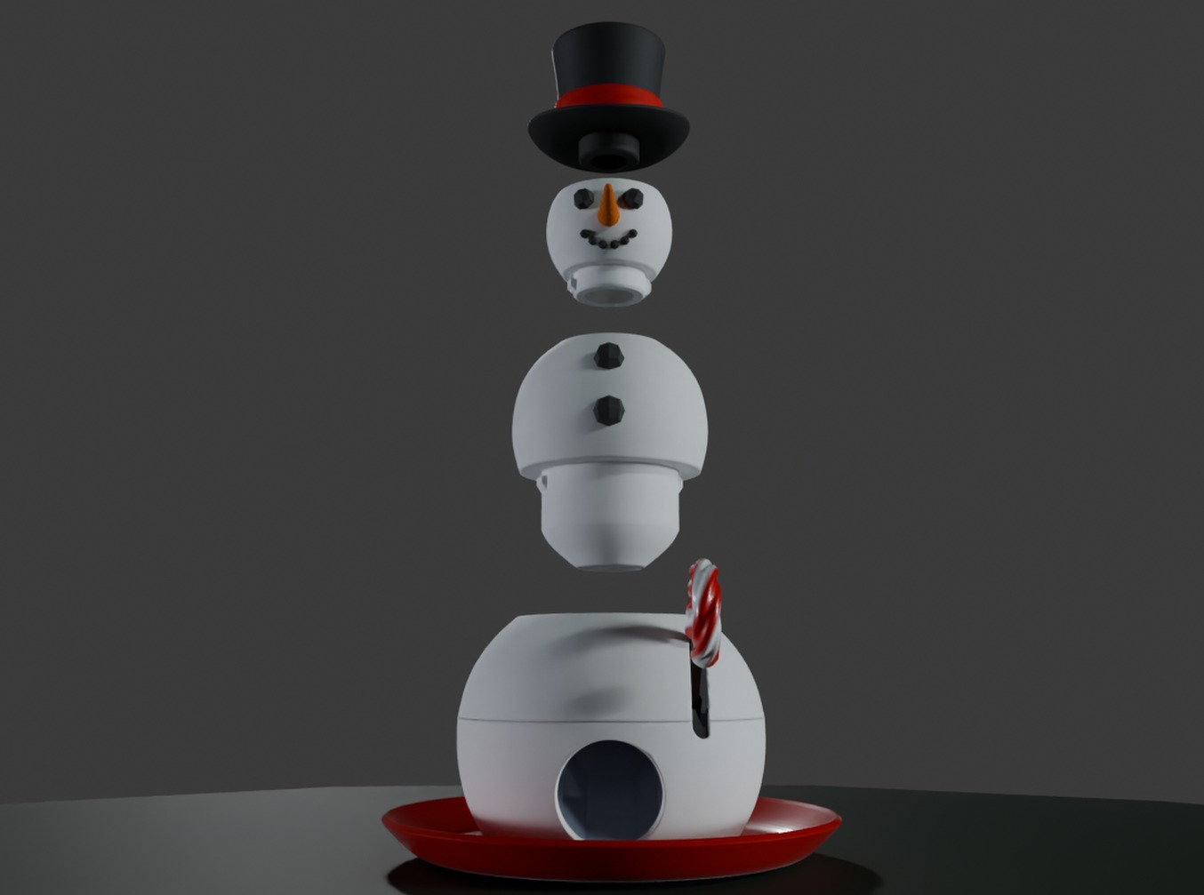Snowman Candy Dispenser 3D print model_7