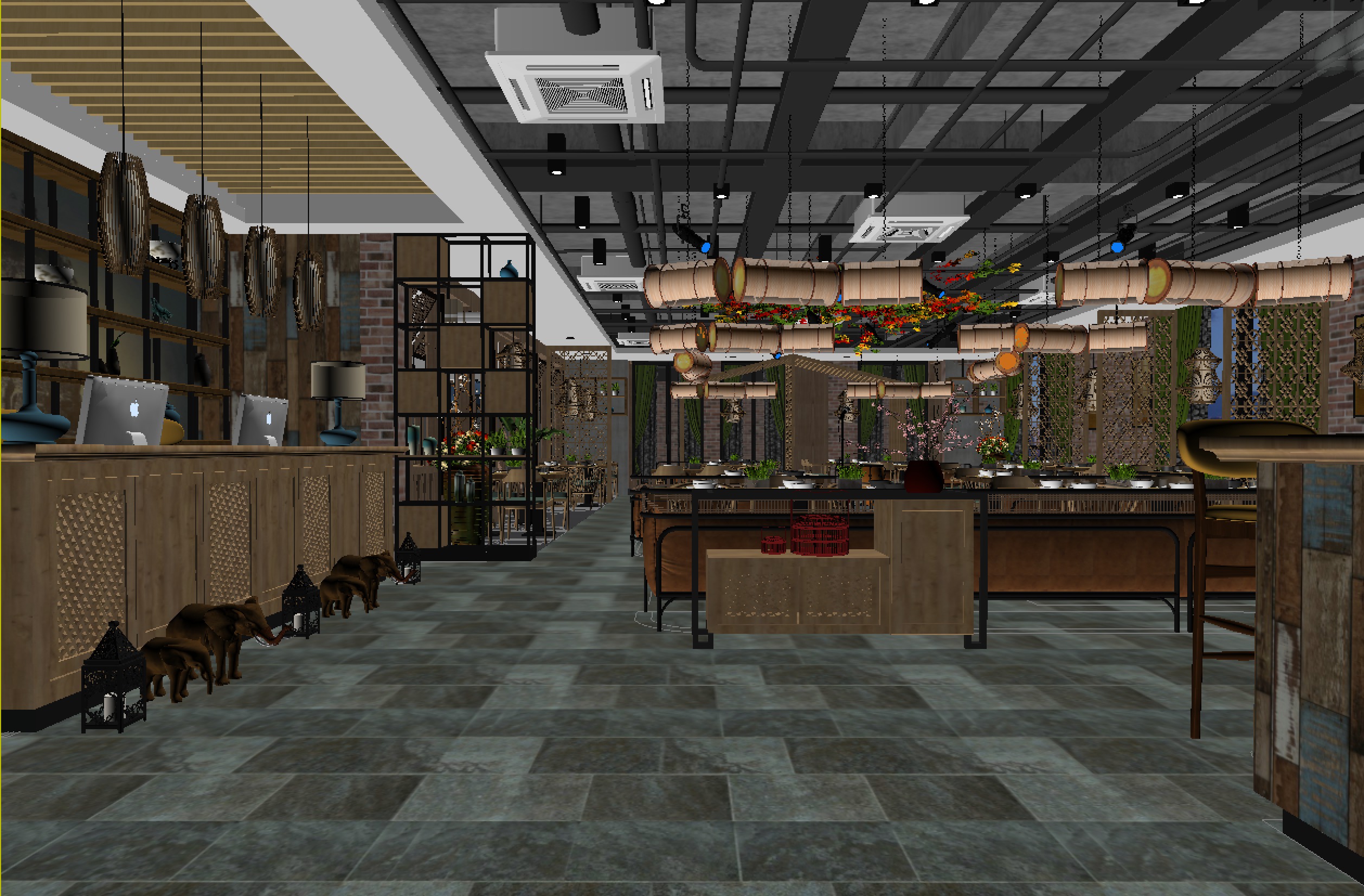 restaurant interior scenes 3D model_2