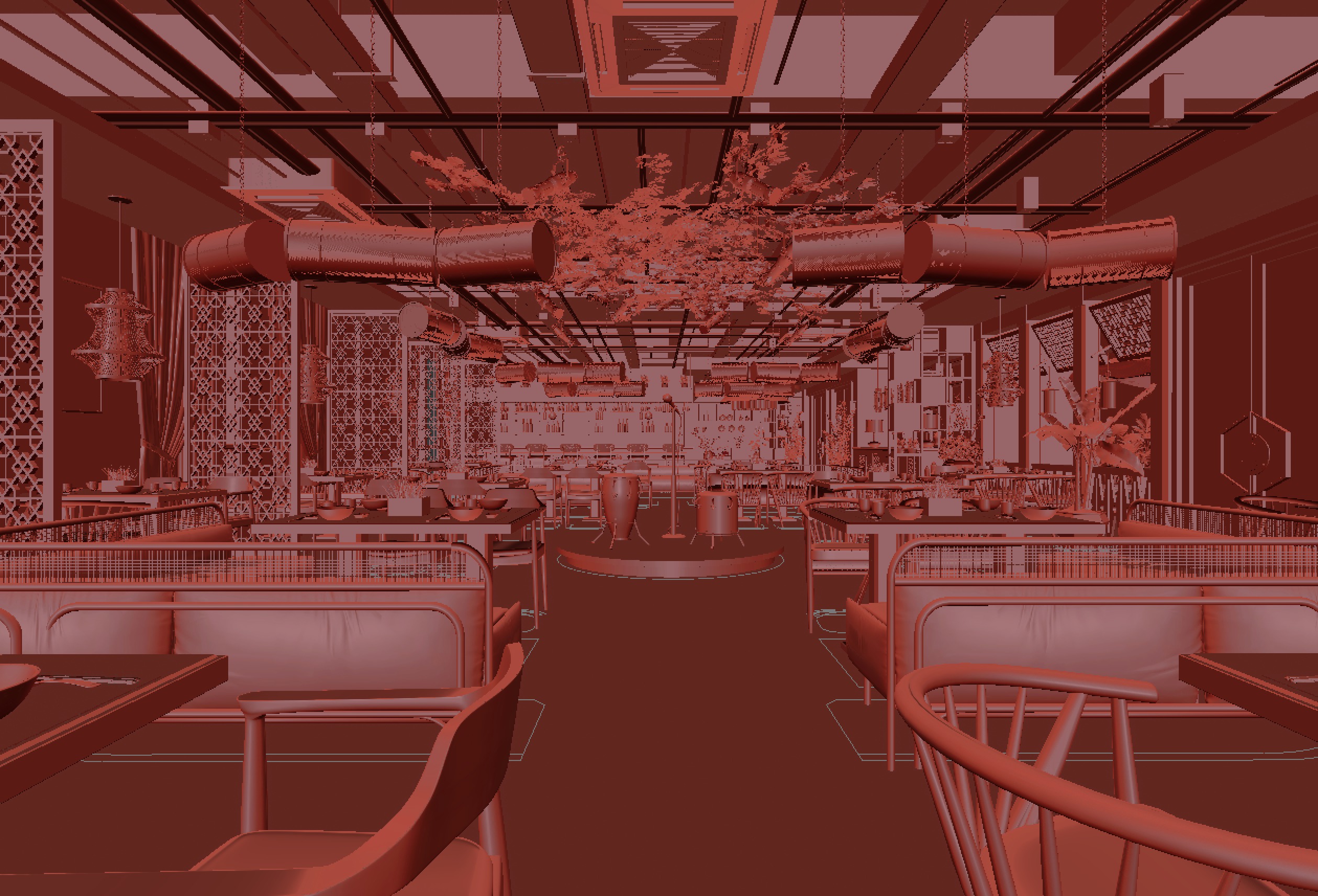restaurant interior scenes 3D model_4