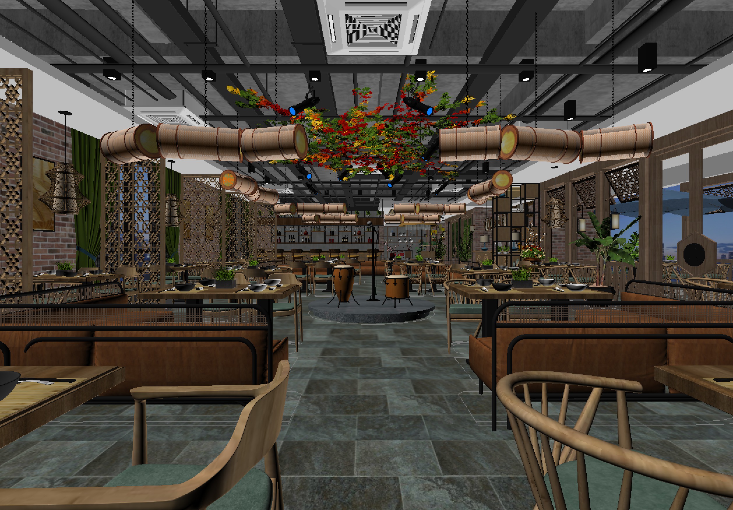 restaurant interior scenes 3D model_3