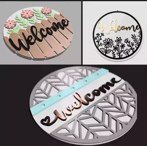 Welcome door wreath-sign - set of 3 designs