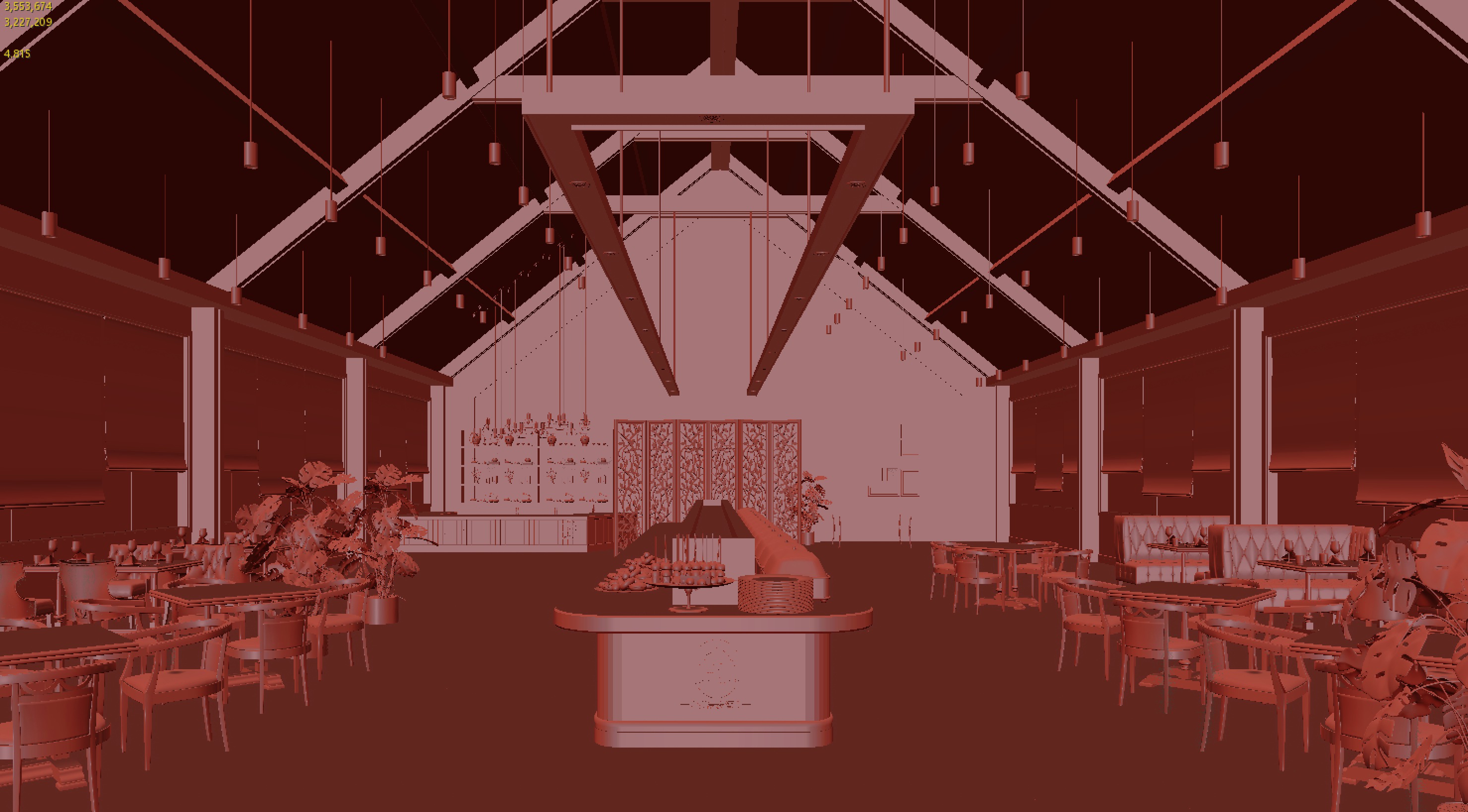 restaurant interior scenes 3D model_2