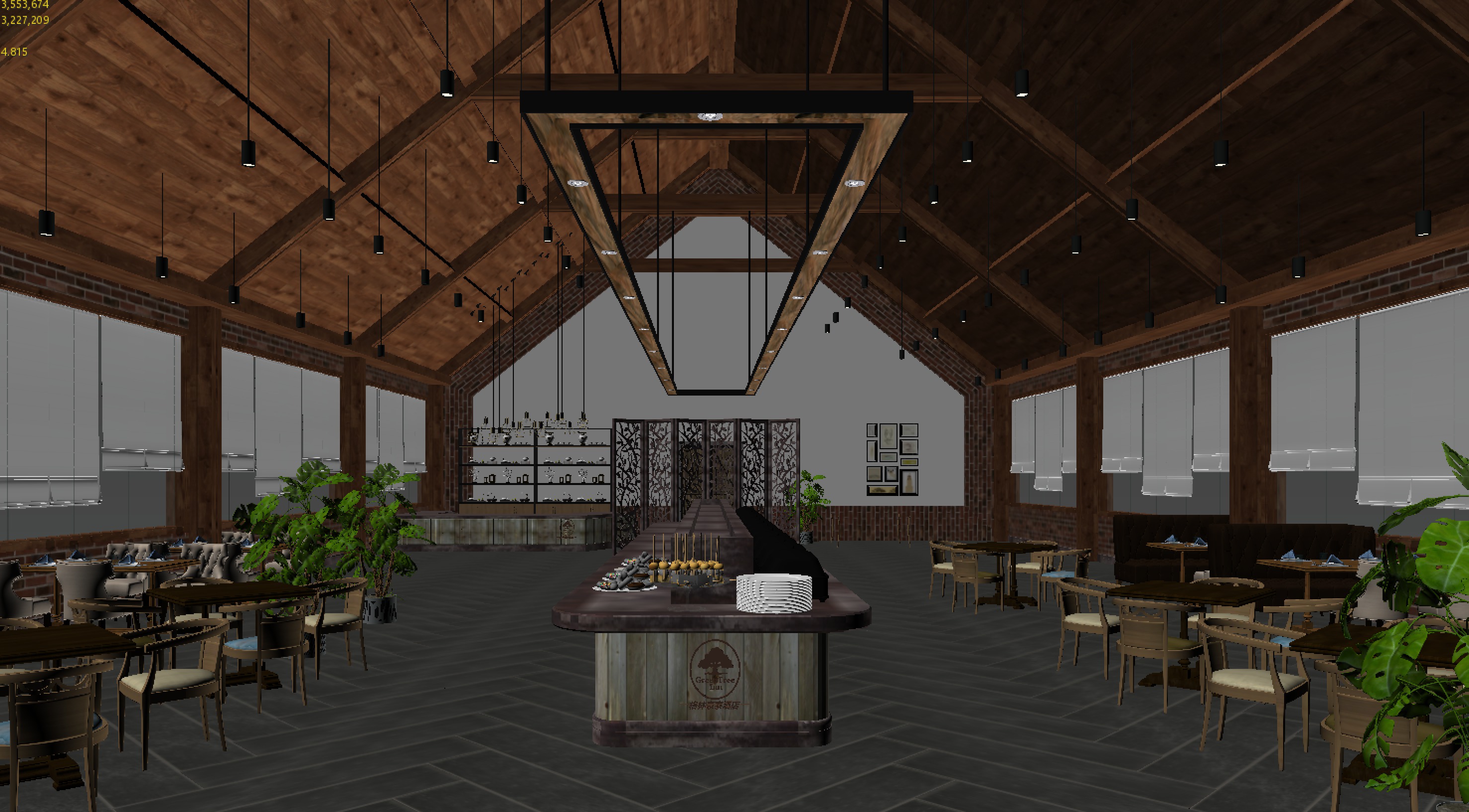 restaurant interior scenes 3D model_1