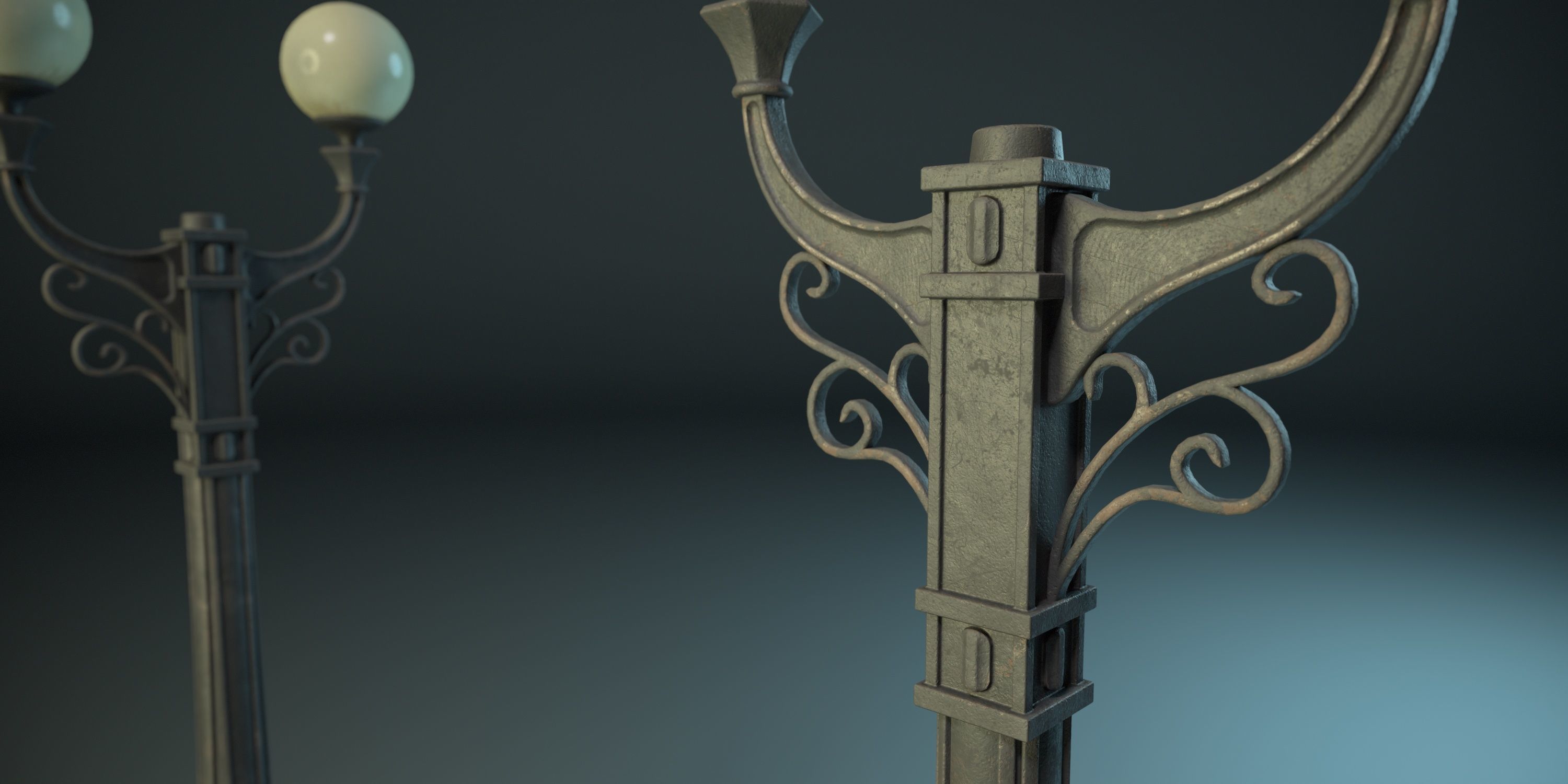 Street Lamp PBR Low-poly 3D model_3