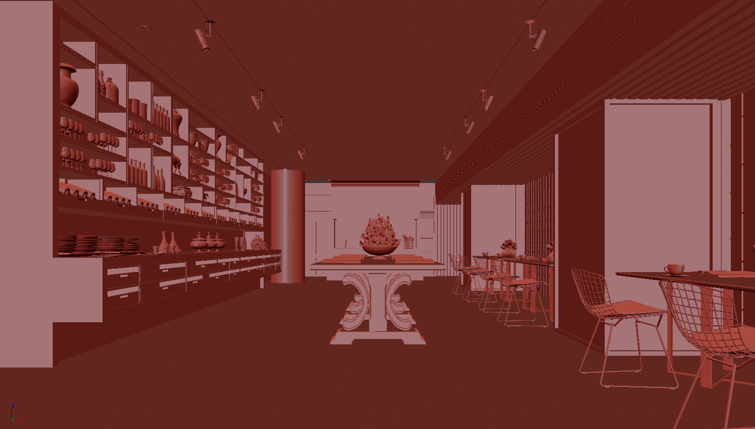 restaurant interior scenes 3D model_2