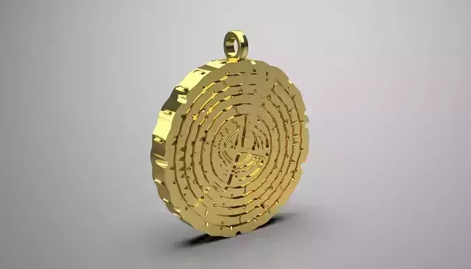 Gold pendant wooden tree trunk design symbol nature model gp0396 3D print model