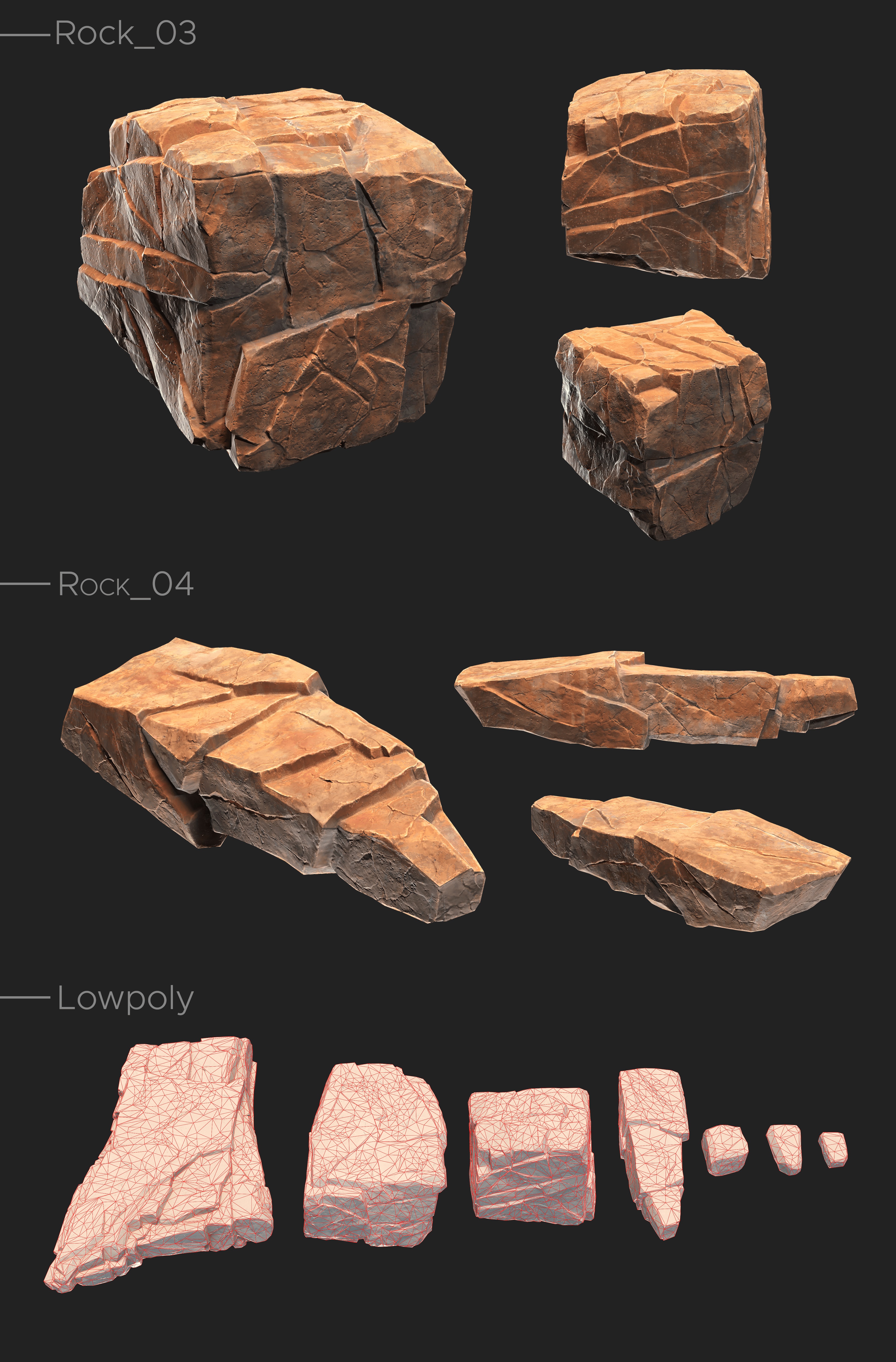 Modular rocks 3D model_3