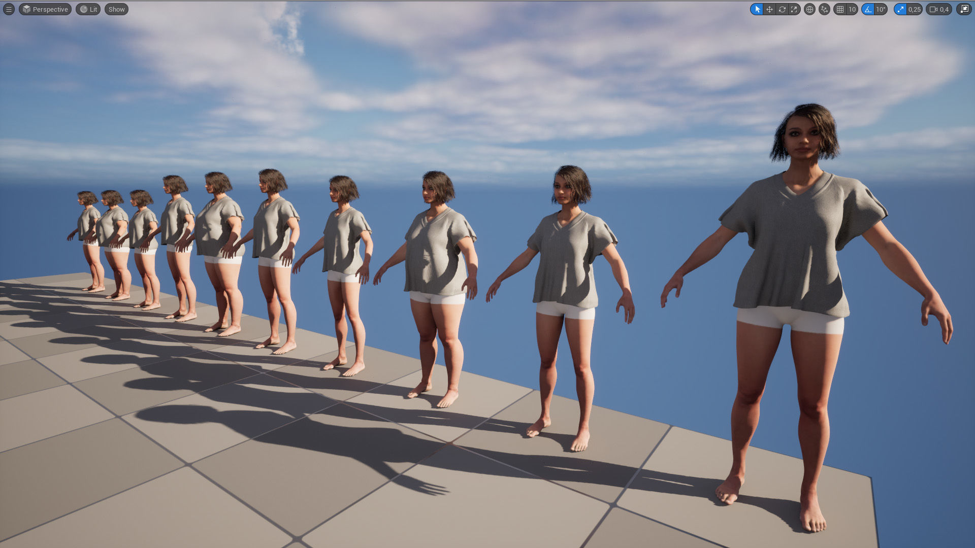 Tshirt 116 - All MH Bodies - UE5 Skeletons - Rigged Low-poly 3D model_14