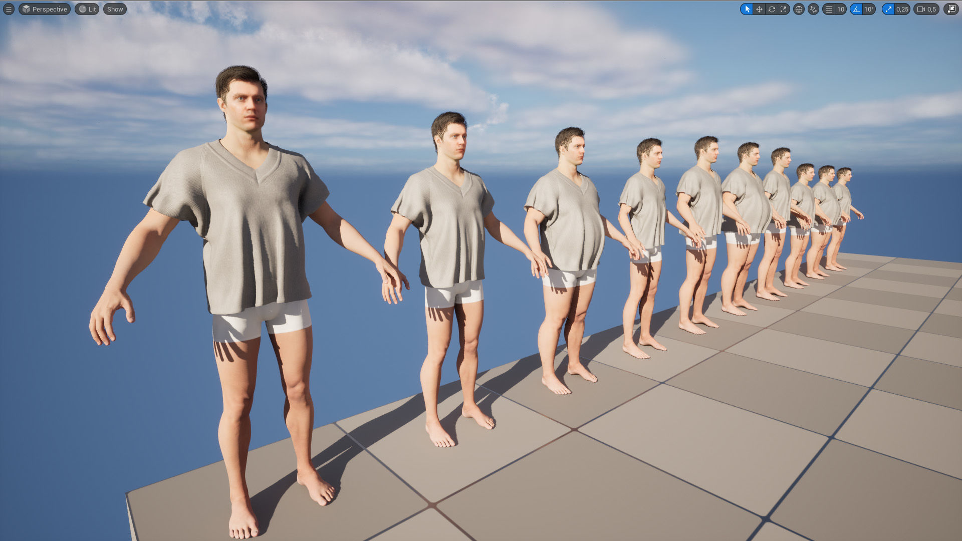 Tshirt 116 - All MH Bodies - UE5 Skeletons - Rigged Low-poly 3D model_13