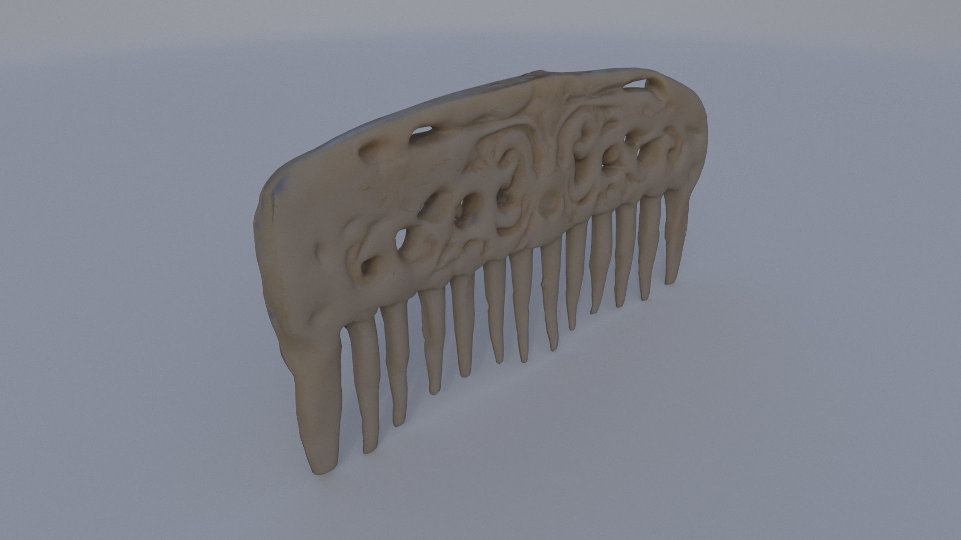 Carved Bone Comb 3D model_3