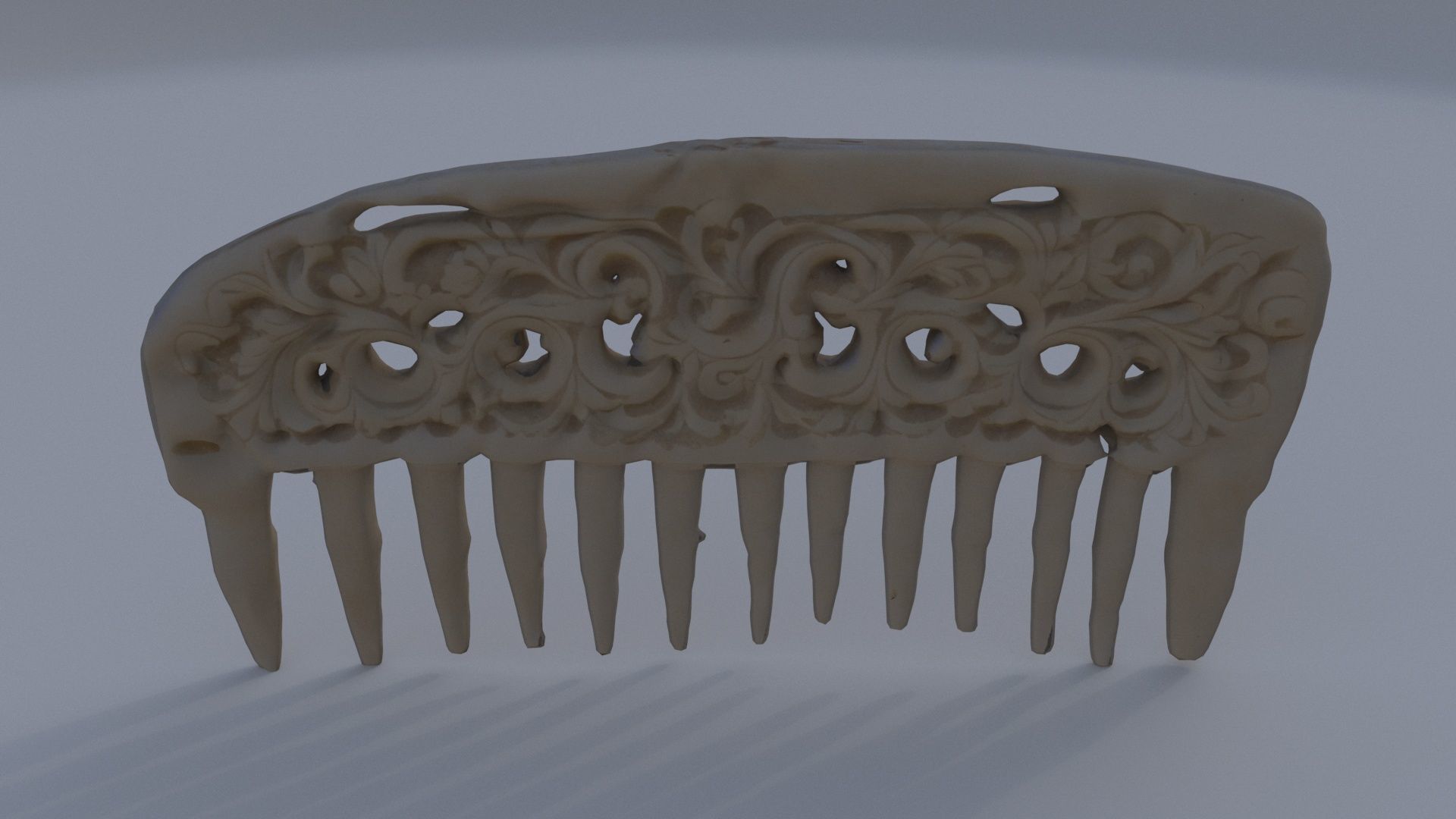 Carved Bone Comb 3D model_1