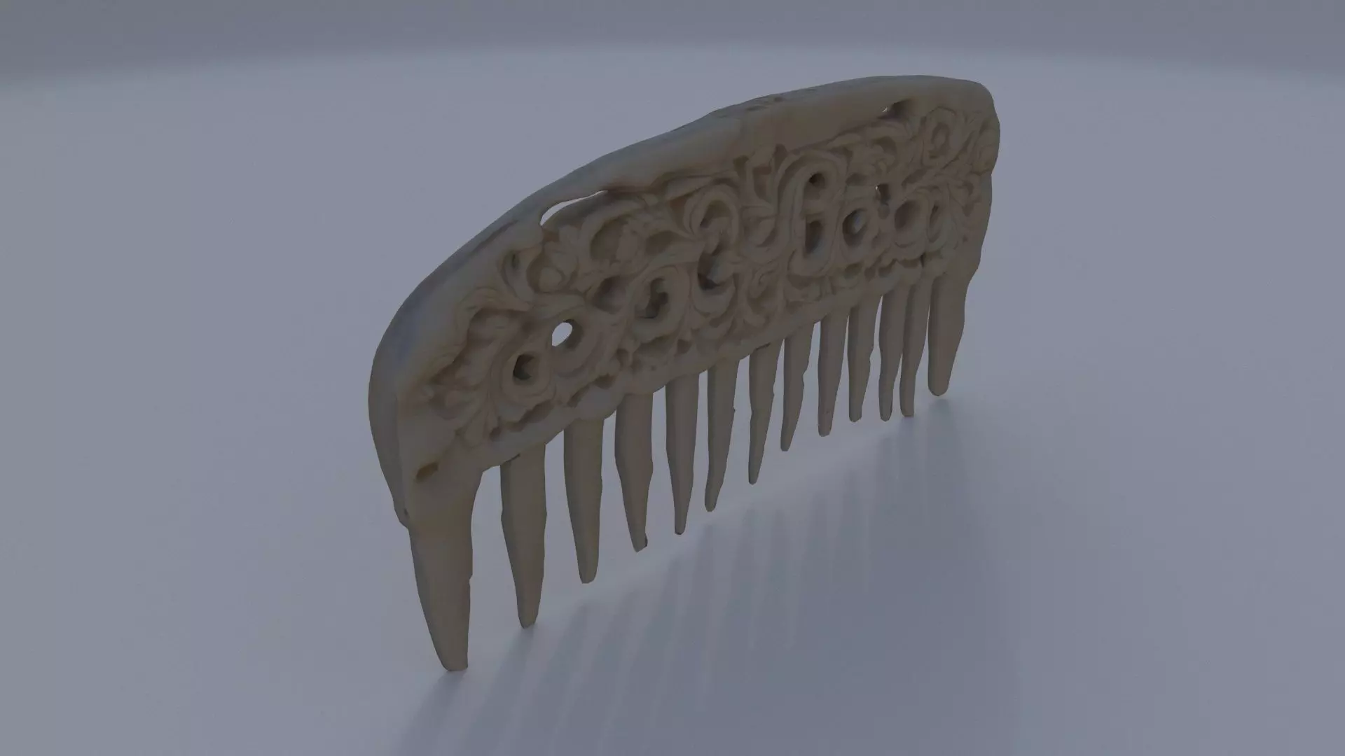 Carved Bone Comb 3D model_0