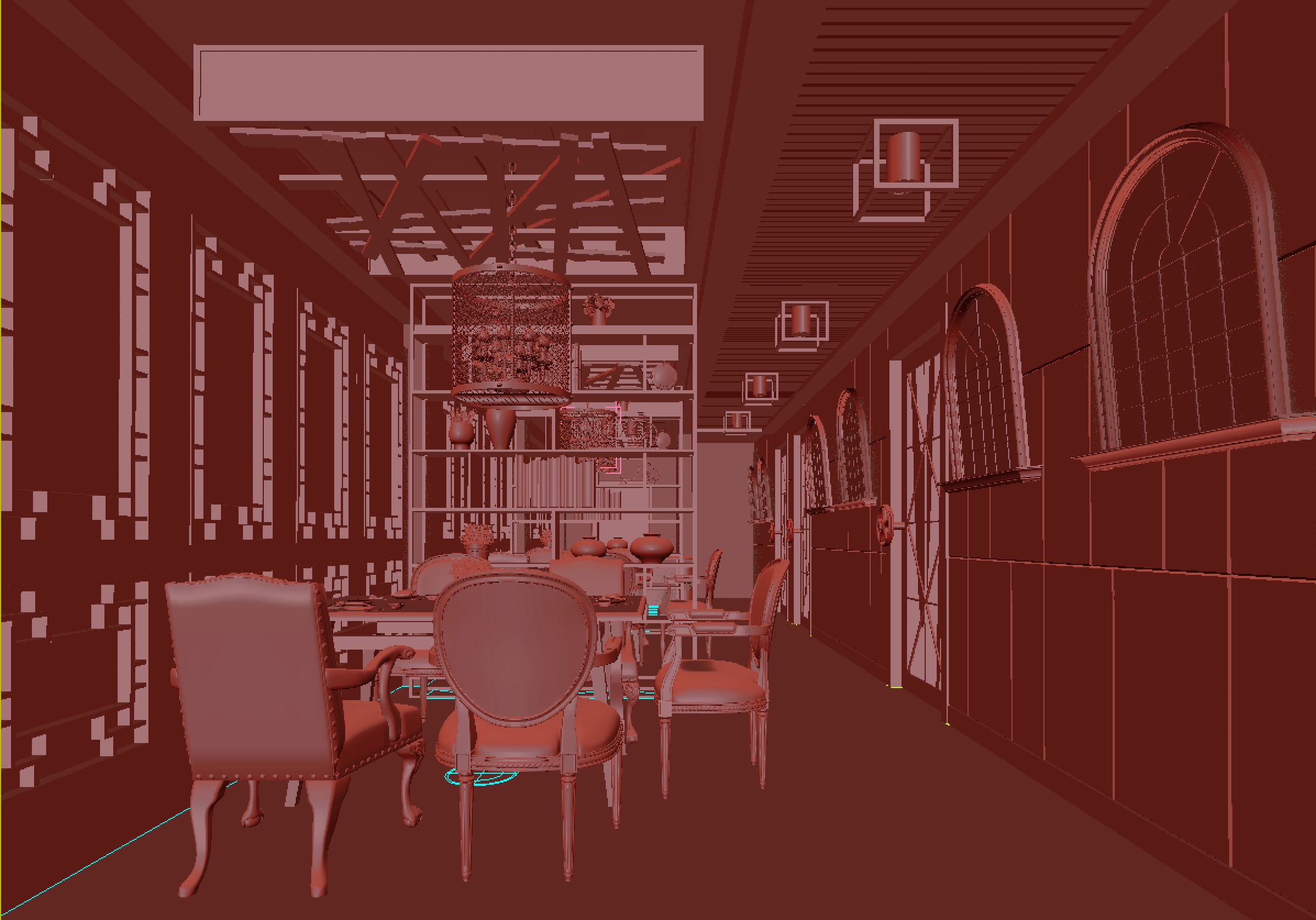 restaurant interior scenes 3D model_2