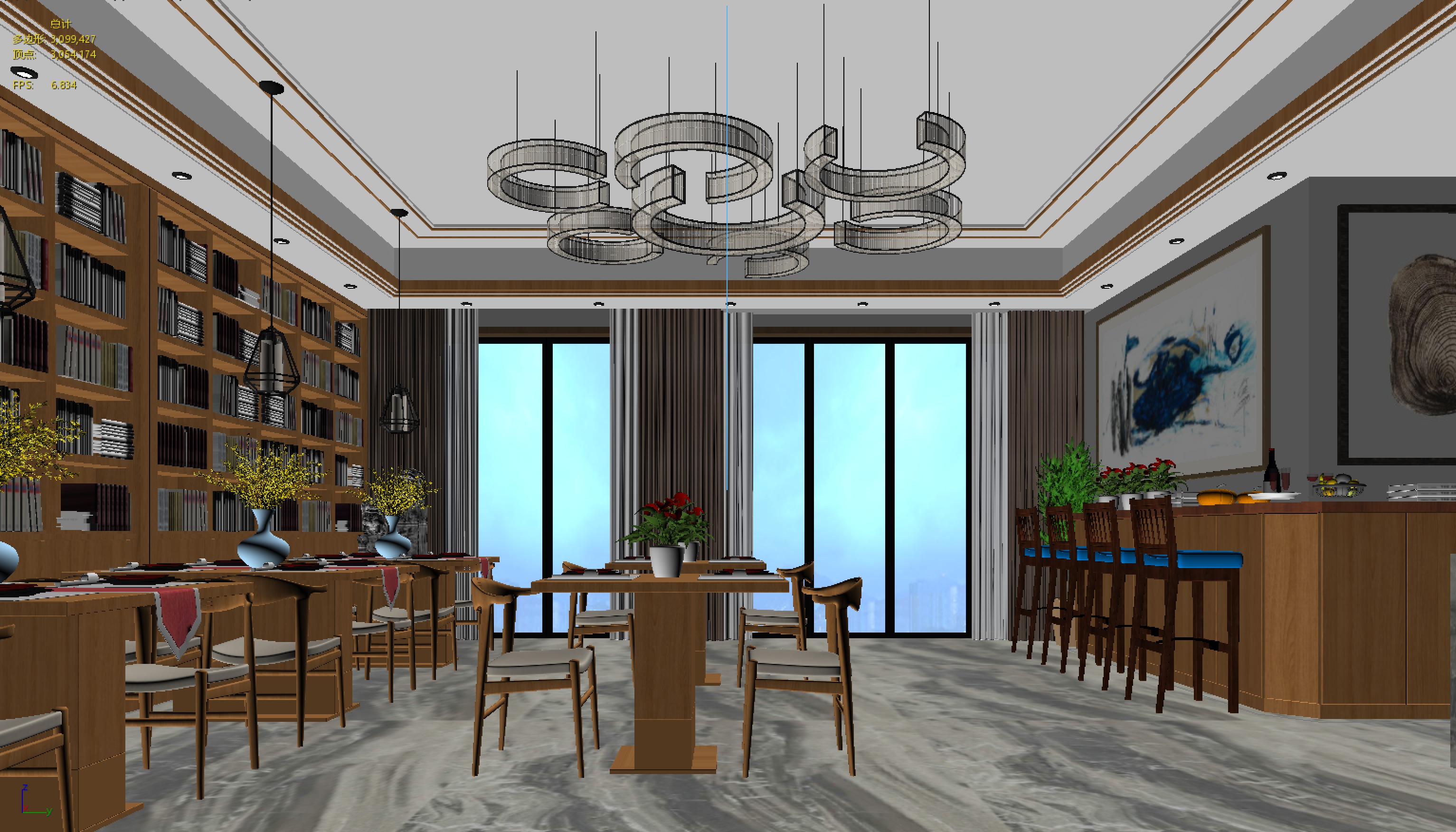 restaurant interior scenes 3D model_1