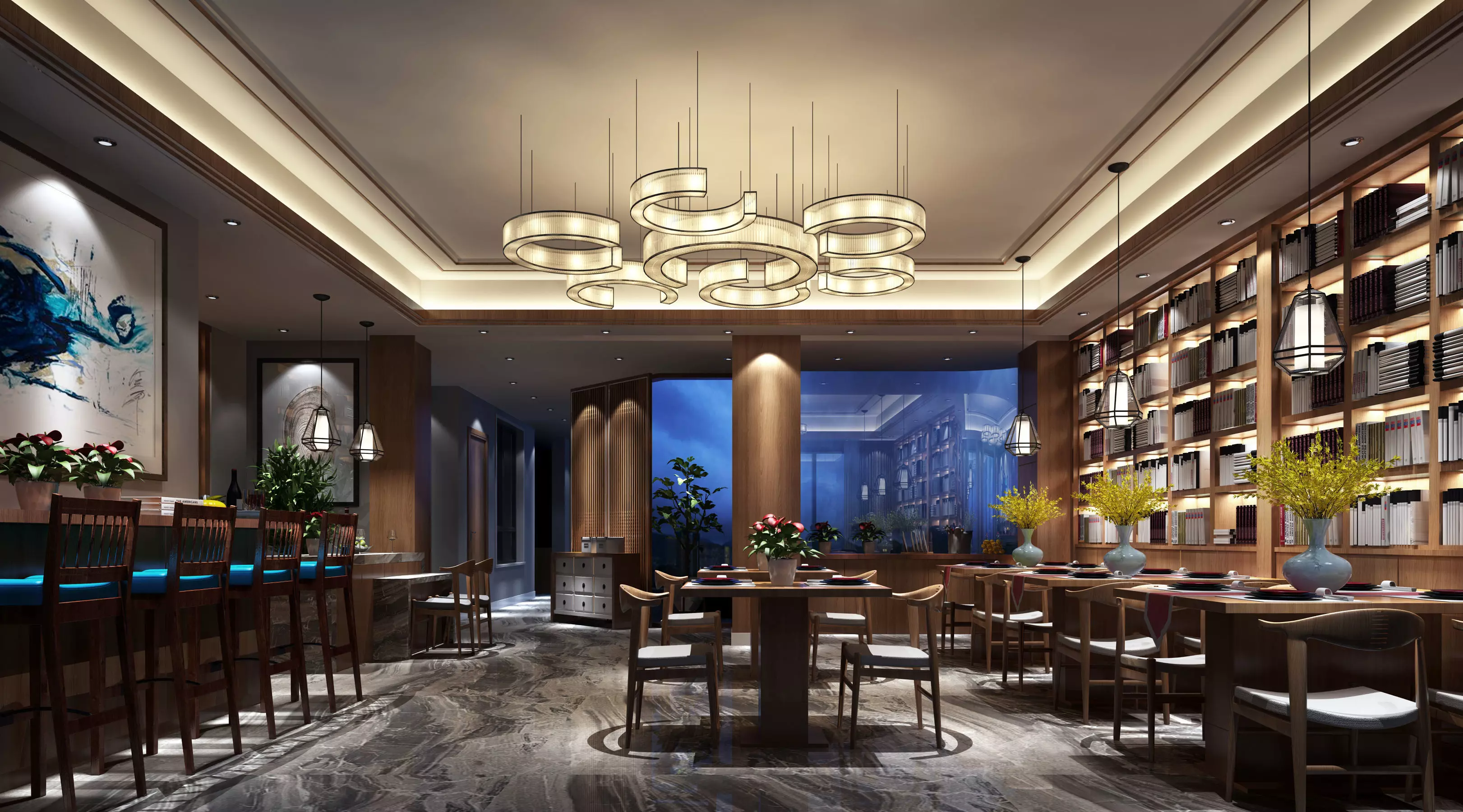 restaurant interior scenes 3D model_0