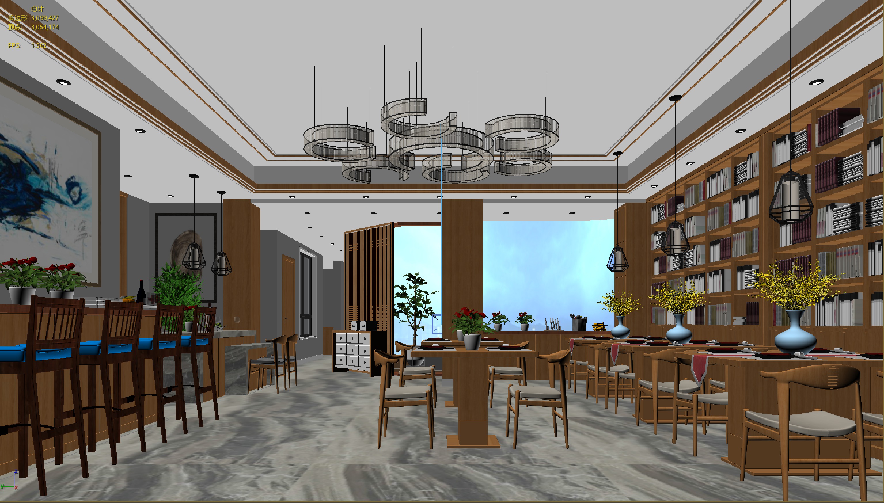 restaurant interior scenes 3D model_2