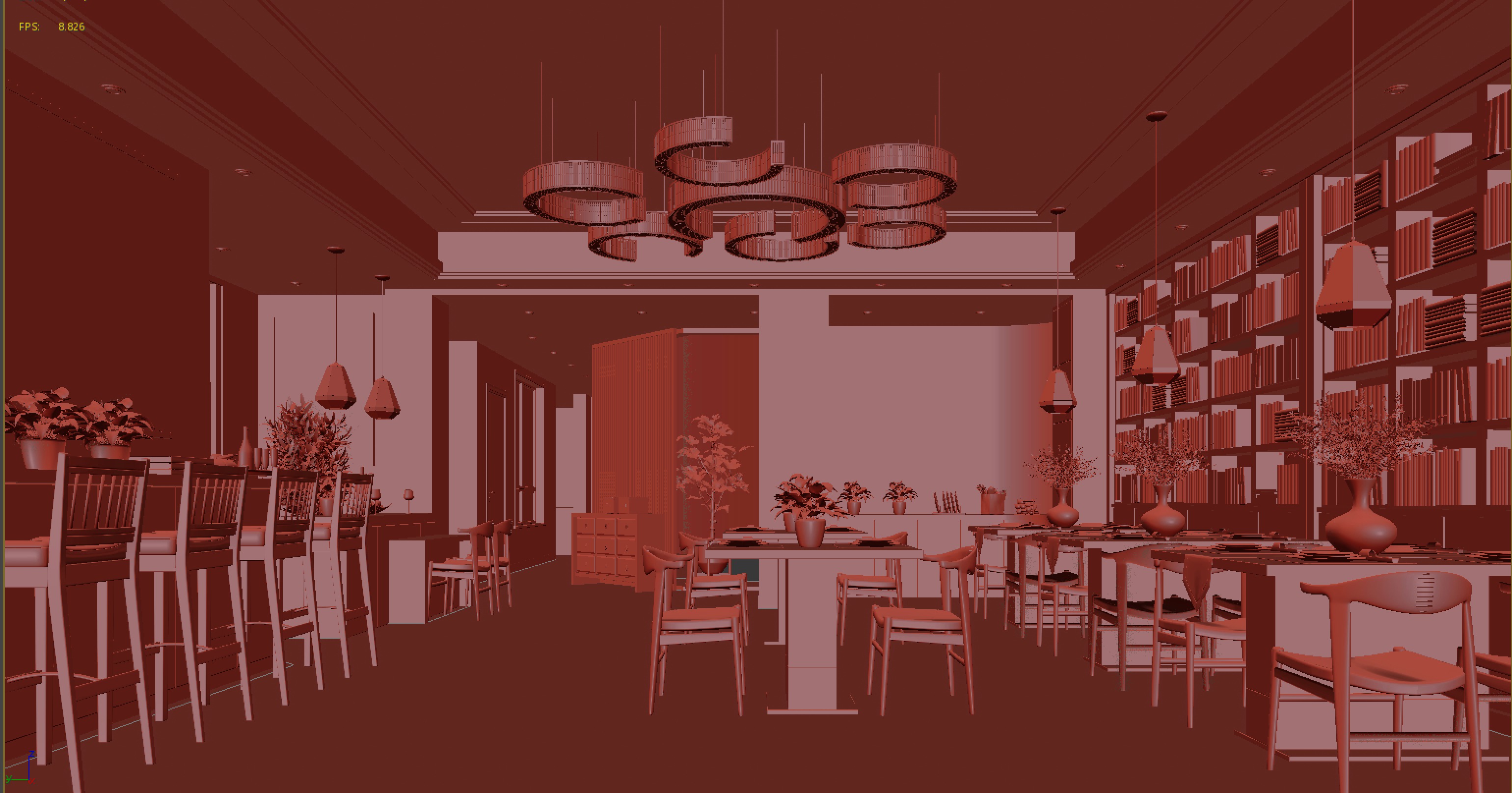 restaurant interior scenes 3D model_3