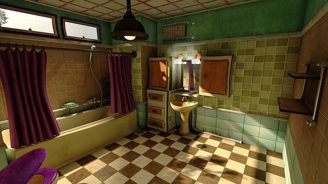bathroom cartoon 3D model