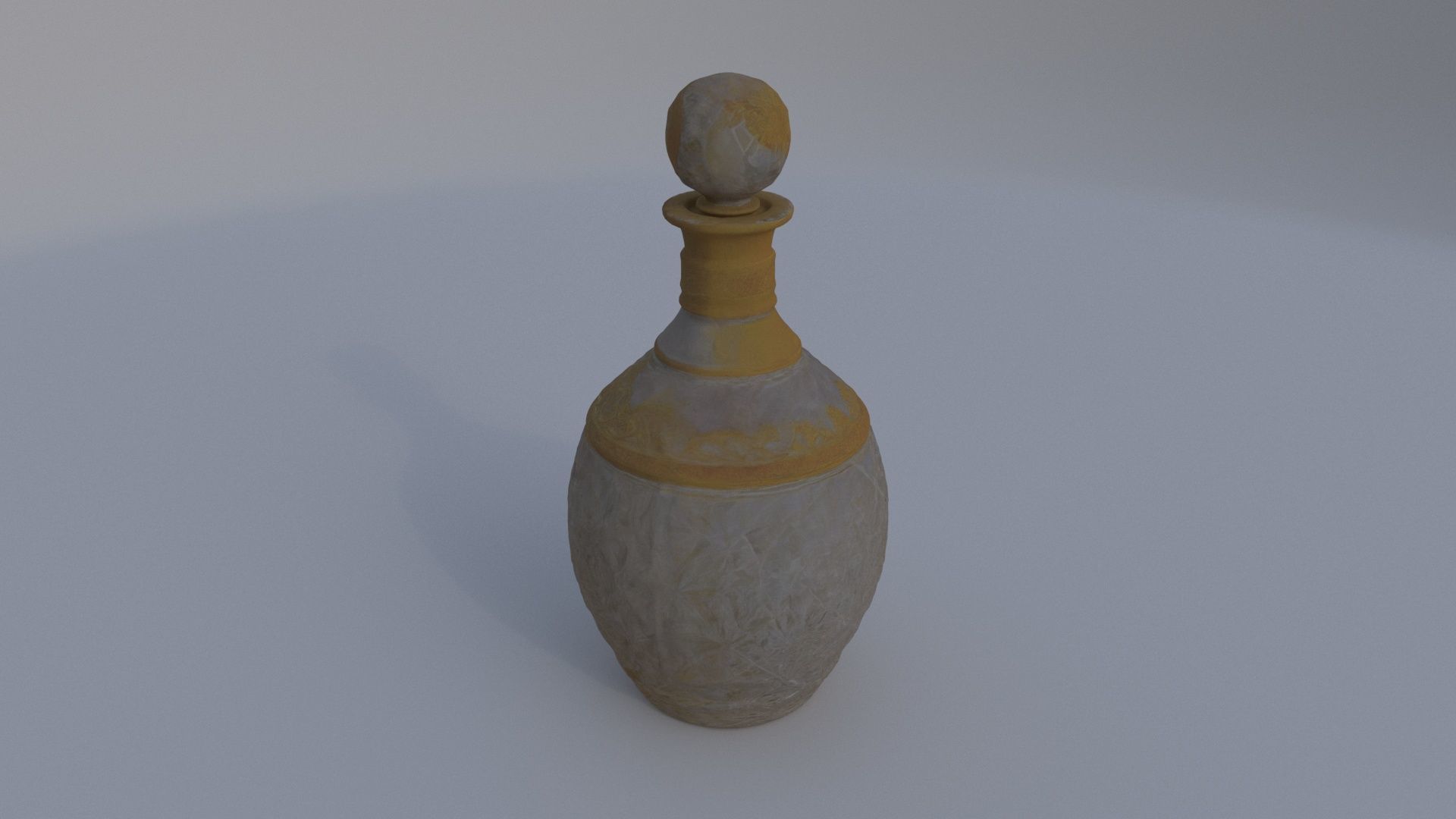 Crystal Decanter with Golden Lid 3D model_2