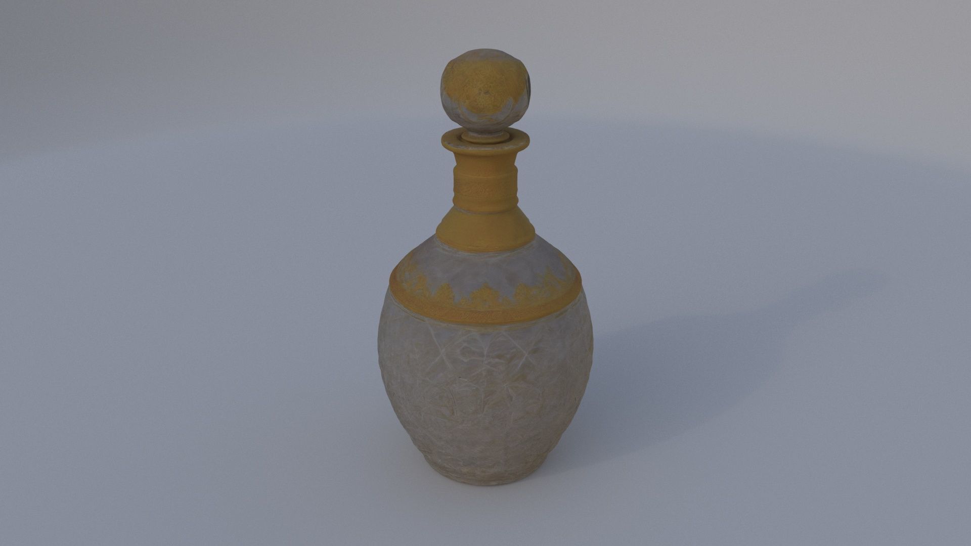 Crystal Decanter with Golden Lid 3D model_4