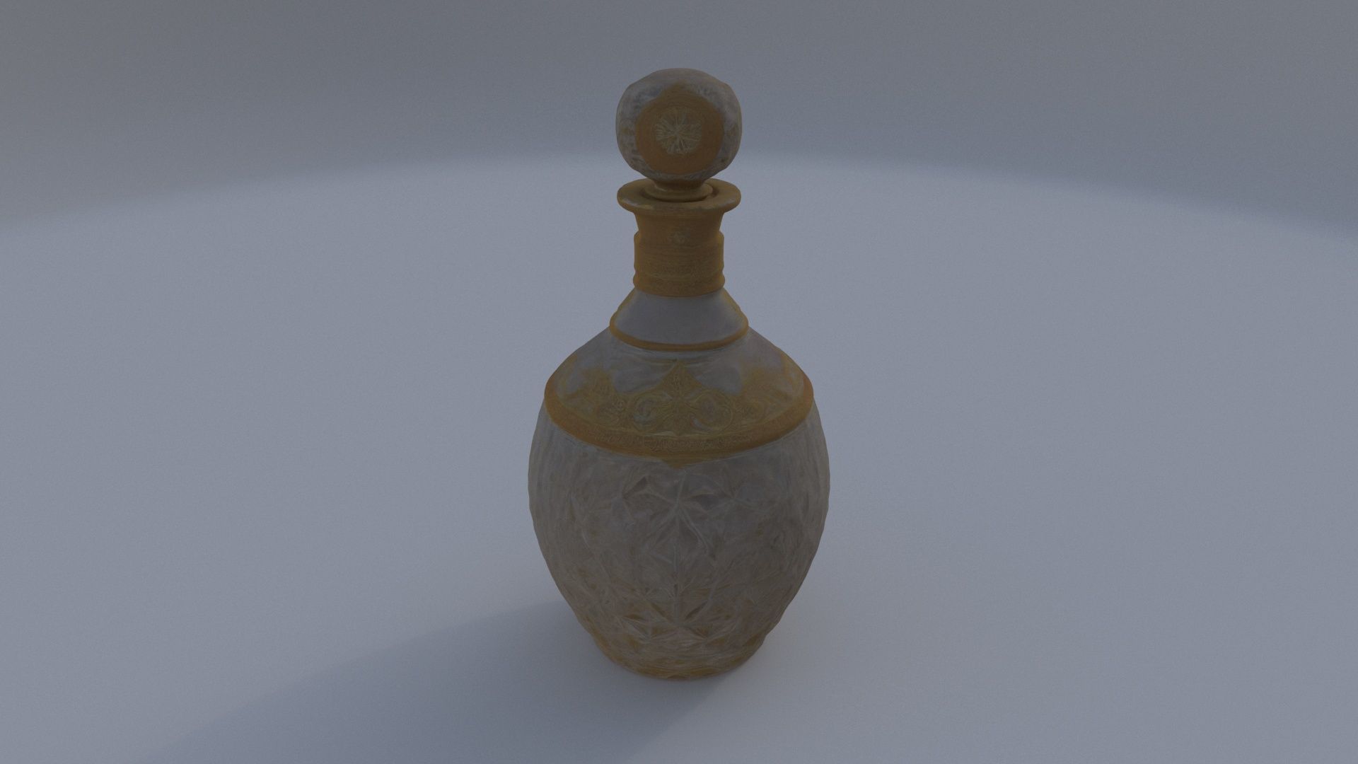 Crystal Decanter with Golden Lid 3D model_1