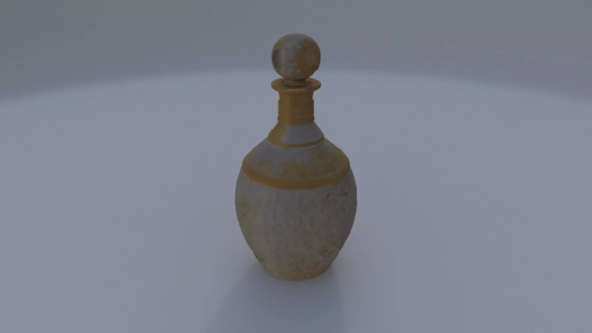 Crystal Decanter with Golden Lid 3D model_0